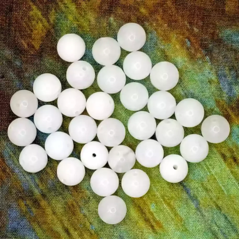 Jade Blanco Cuentas de mineral de 8mm con agujero de paso de 1mm
